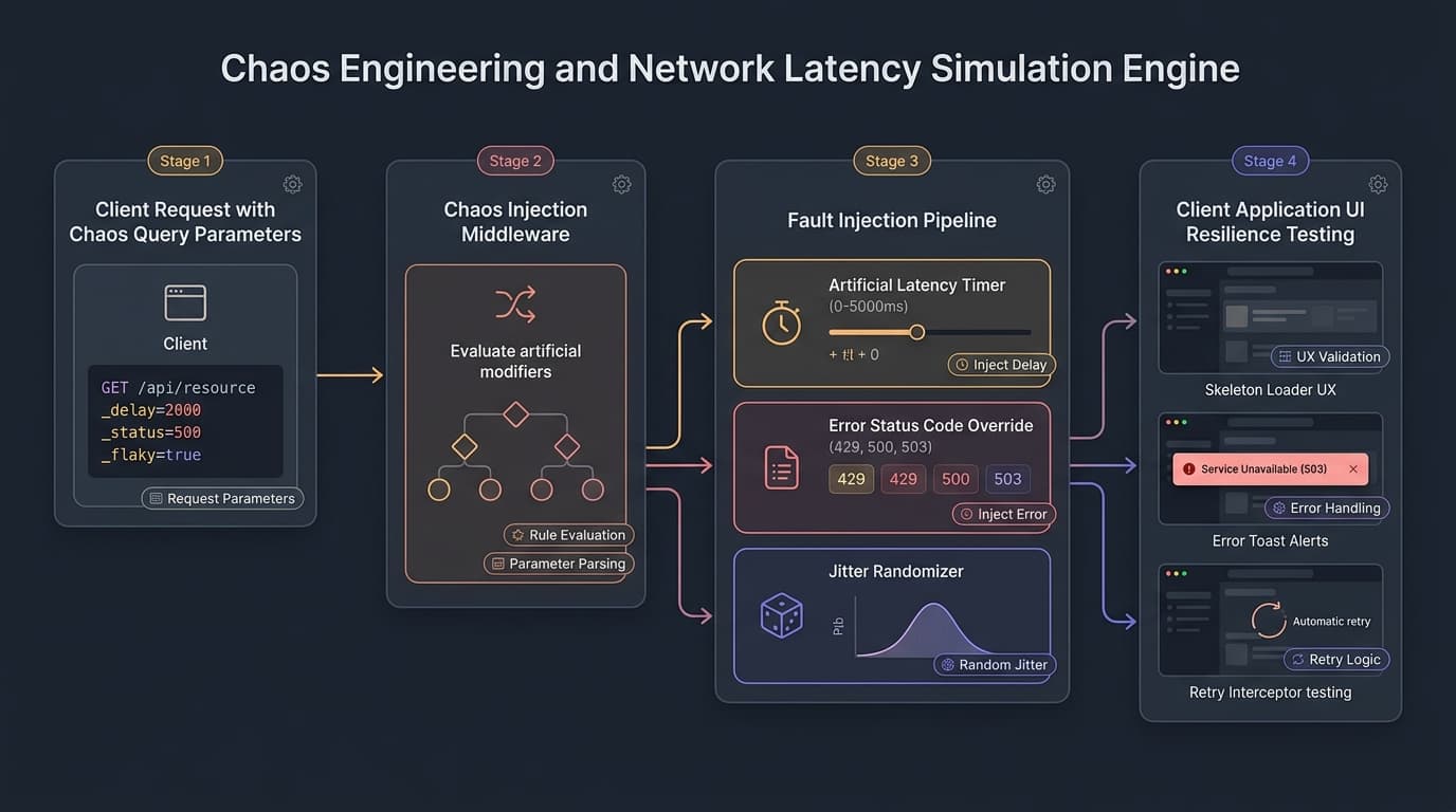 Playground API Chaos Engineering and Network Latency Simulation Engine Workflow Diagram